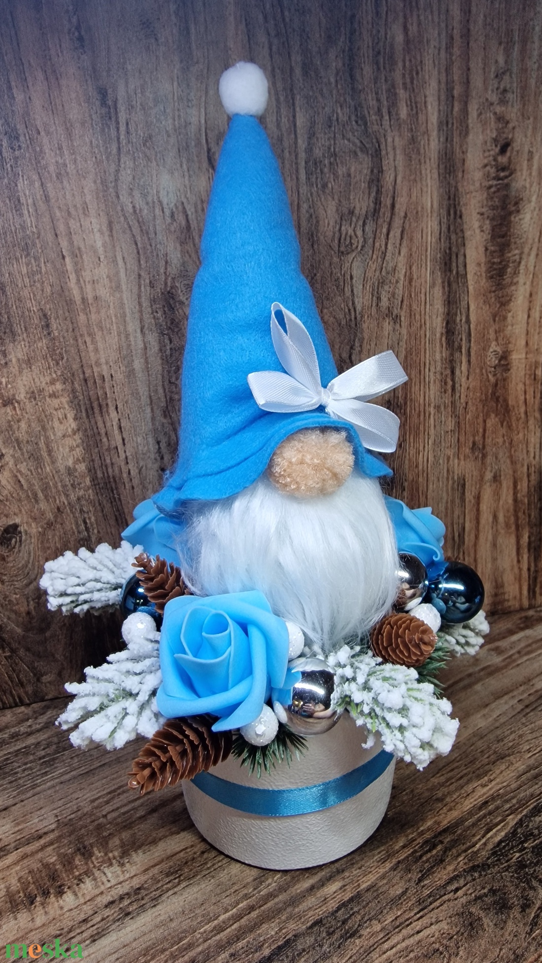 Téli Manócsoda  kék hangulatban - karácsony - karácsonyi lakásdekoráció - ünnepi asztaldekoráció - Meska.hu