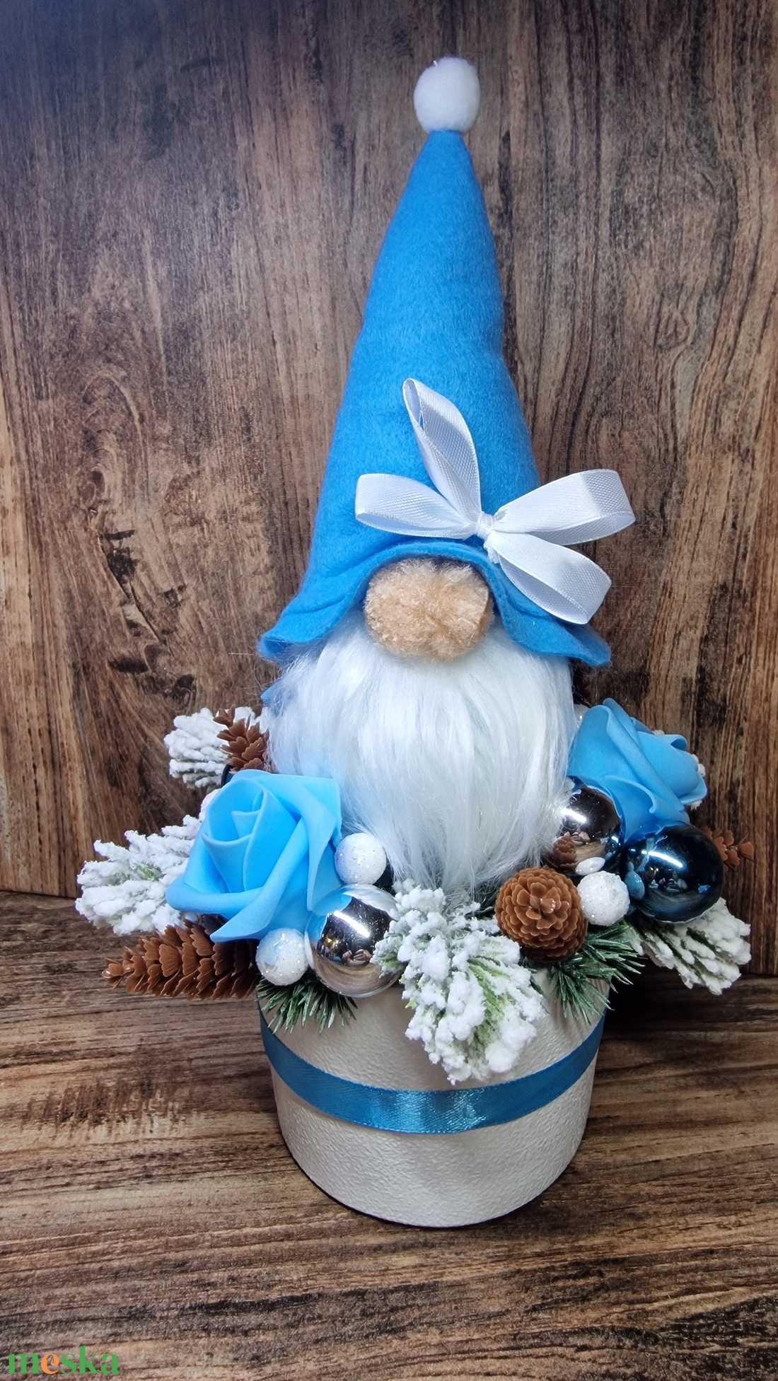 Téli Manócsoda  kék hangulatban - karácsony - karácsonyi lakásdekoráció - ünnepi asztaldekoráció - Meska.hu