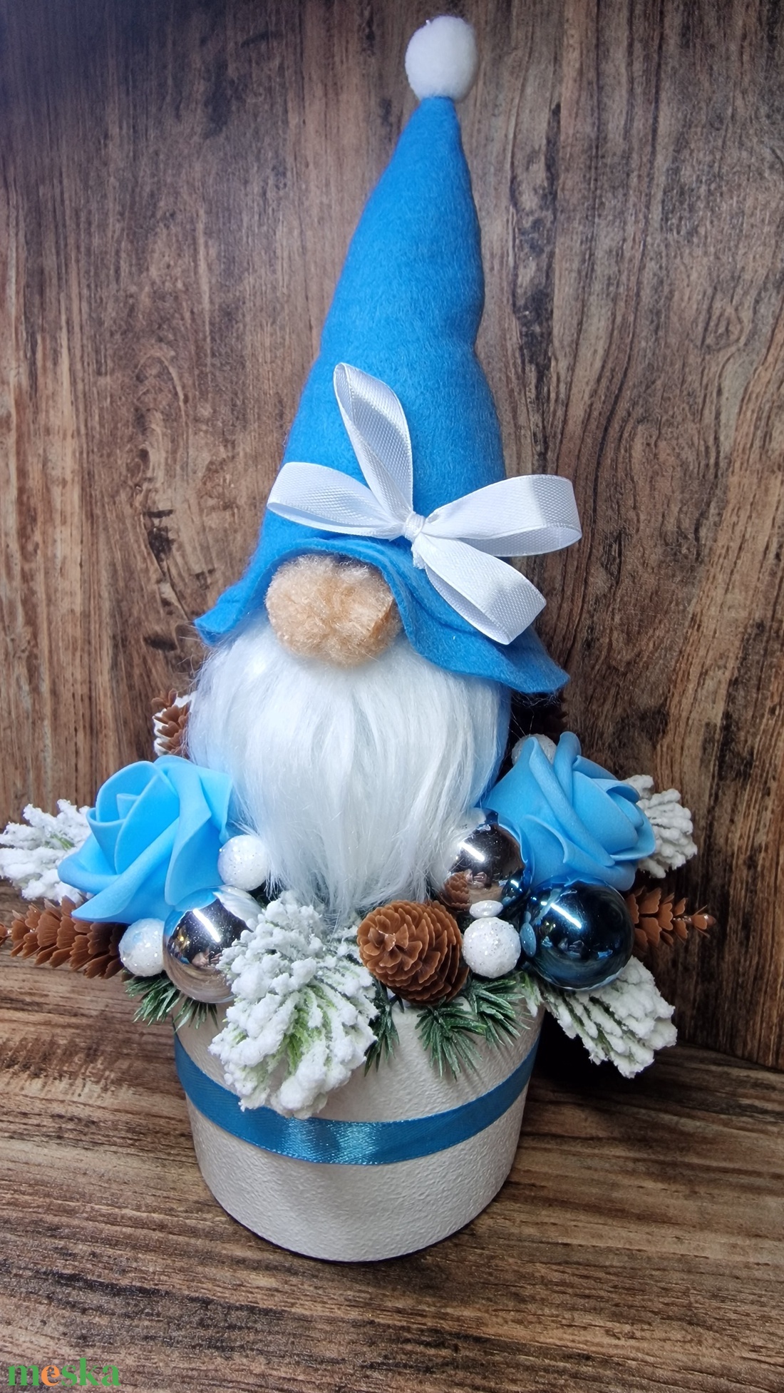 Téli Manócsoda  kék hangulatban - karácsony - karácsonyi lakásdekoráció - ünnepi asztaldekoráció - Meska.hu