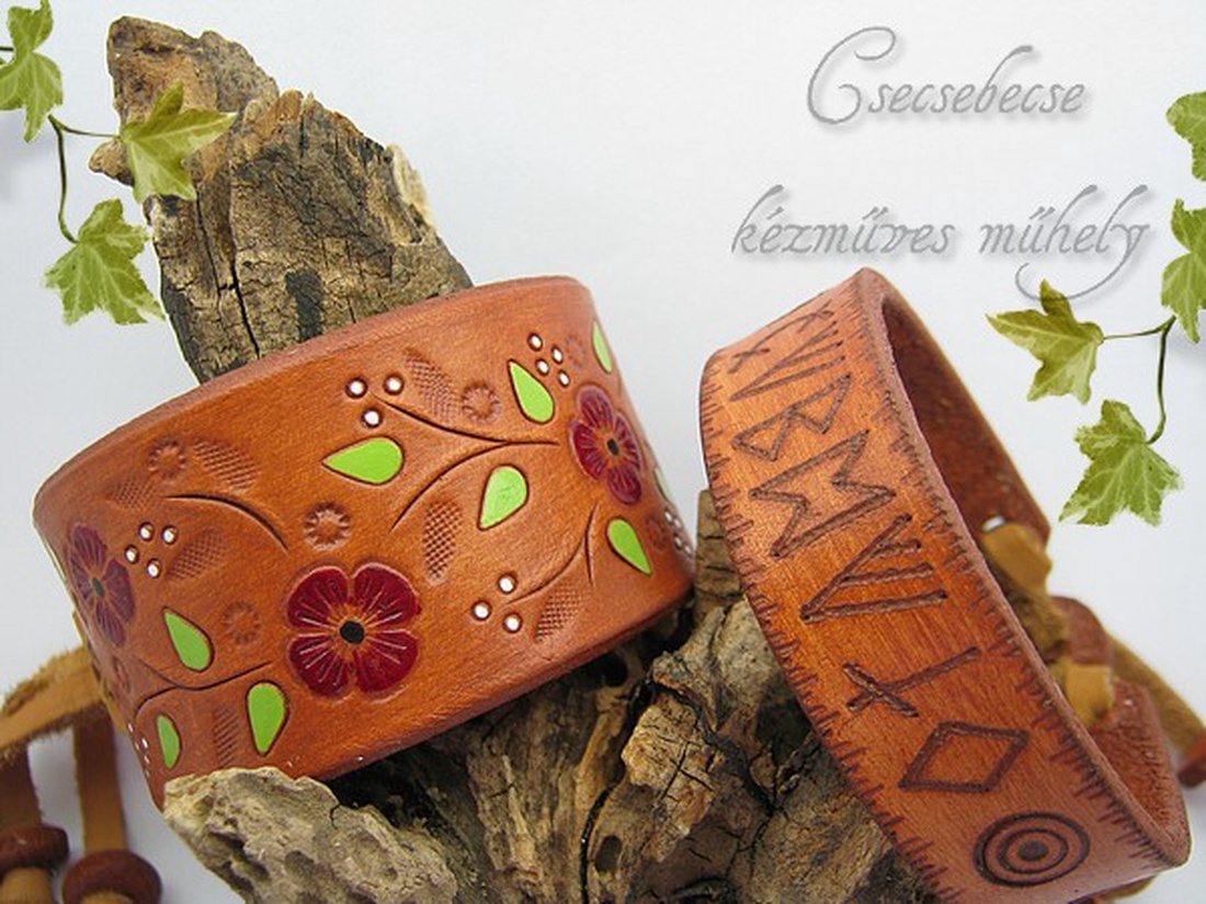 Bőr karkötők - ELMÚLIK - VIRÁGFŰZÉR -  - Meska.hu