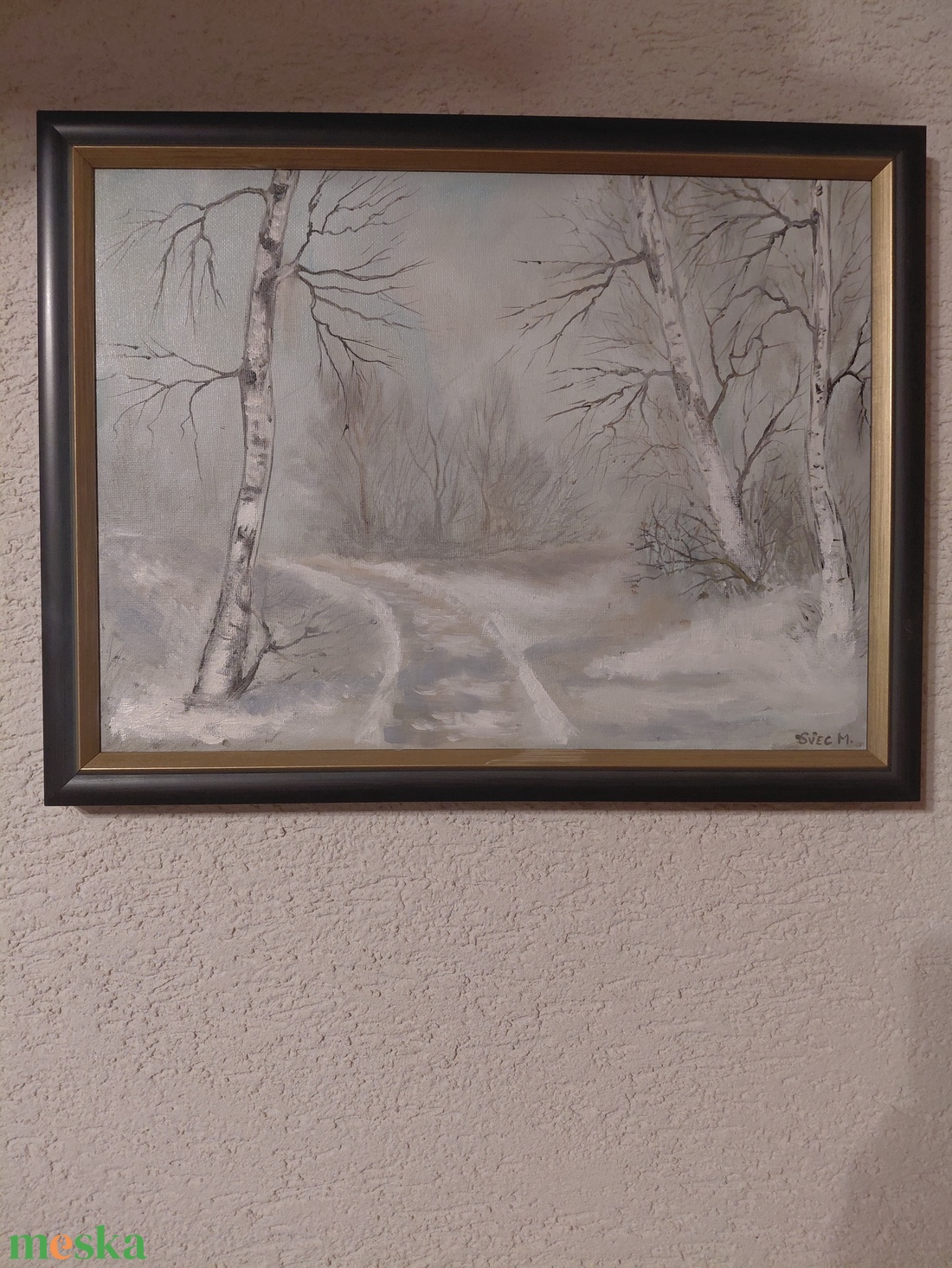 Téli csönd az erdőszélen 40x30 - művészet - festmény - olajfestmény - Meska.hu