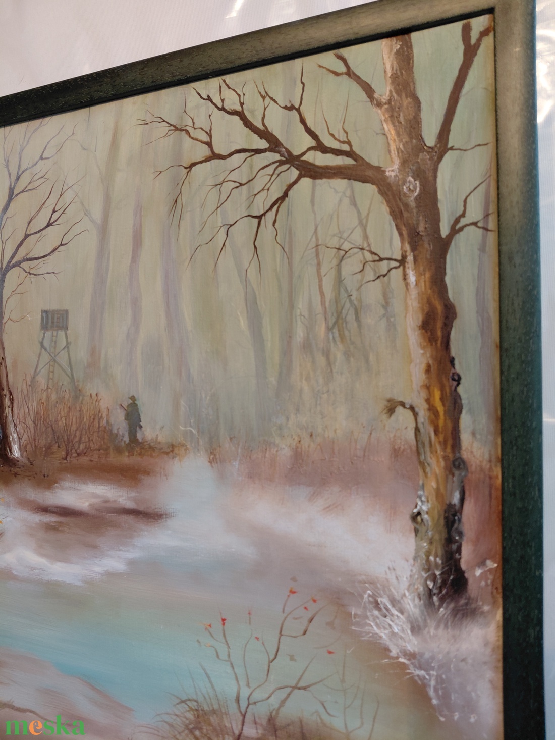 Vadász a ködben festmény 50x50cm - művészet - festmény - olajfestmény - Meska.hu