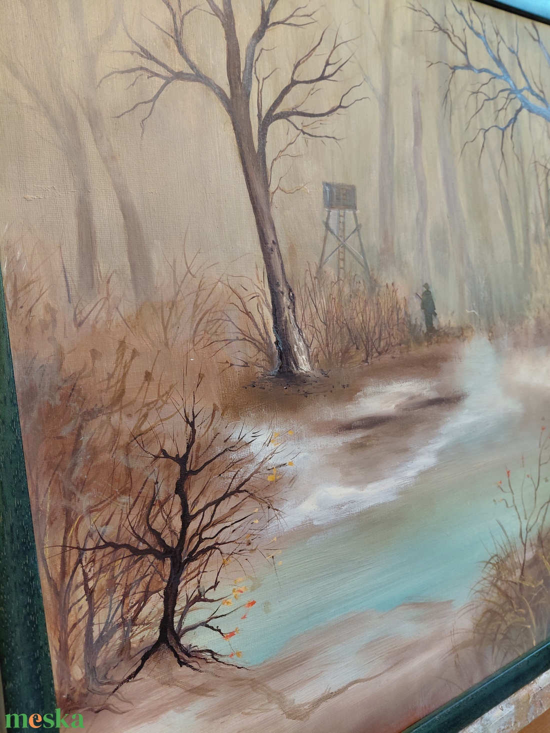 Vadász a ködben festmény 50x50cm - művészet - festmény - olajfestmény - Meska.hu
