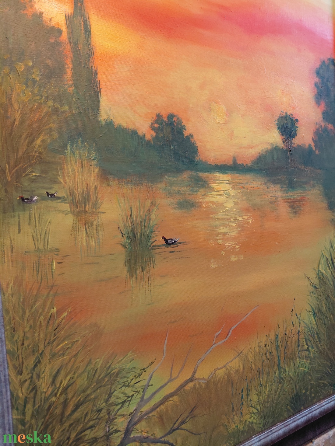 Alkony a víztükrön 70x50cm - művészet - festmény - olajfestmény - Meska.hu