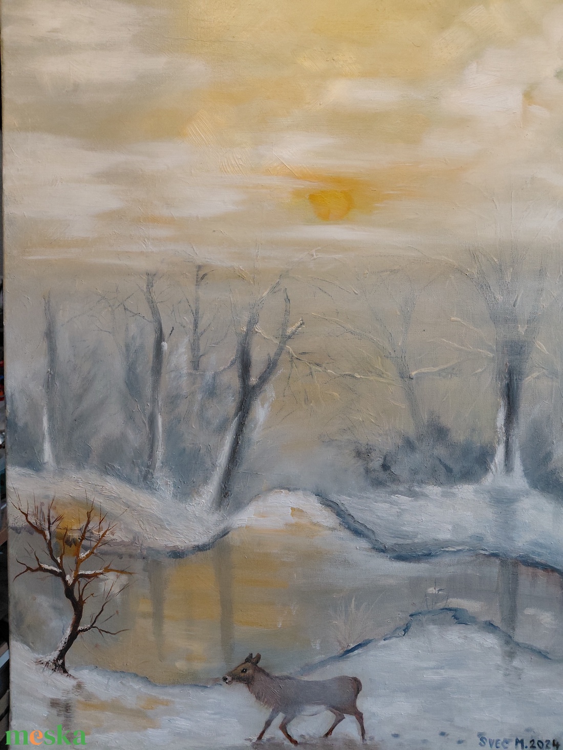 Hó alatti csend  - művészet - festmény - olajfestmény - Meska.hu