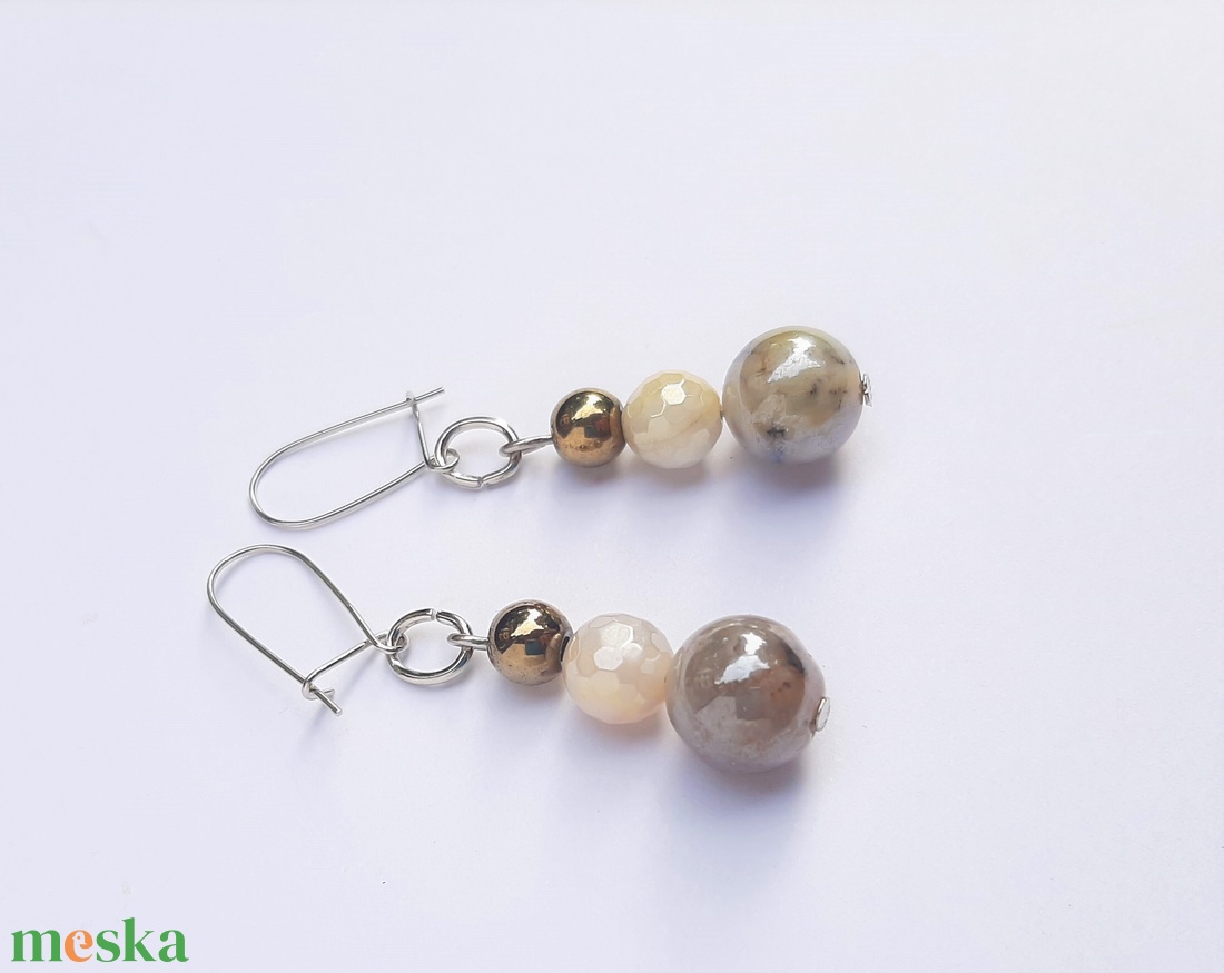 Merlinit-holdkő-hematit fülbevaló - ékszer - fülbevaló - lógó fülbevaló - Meska.hu