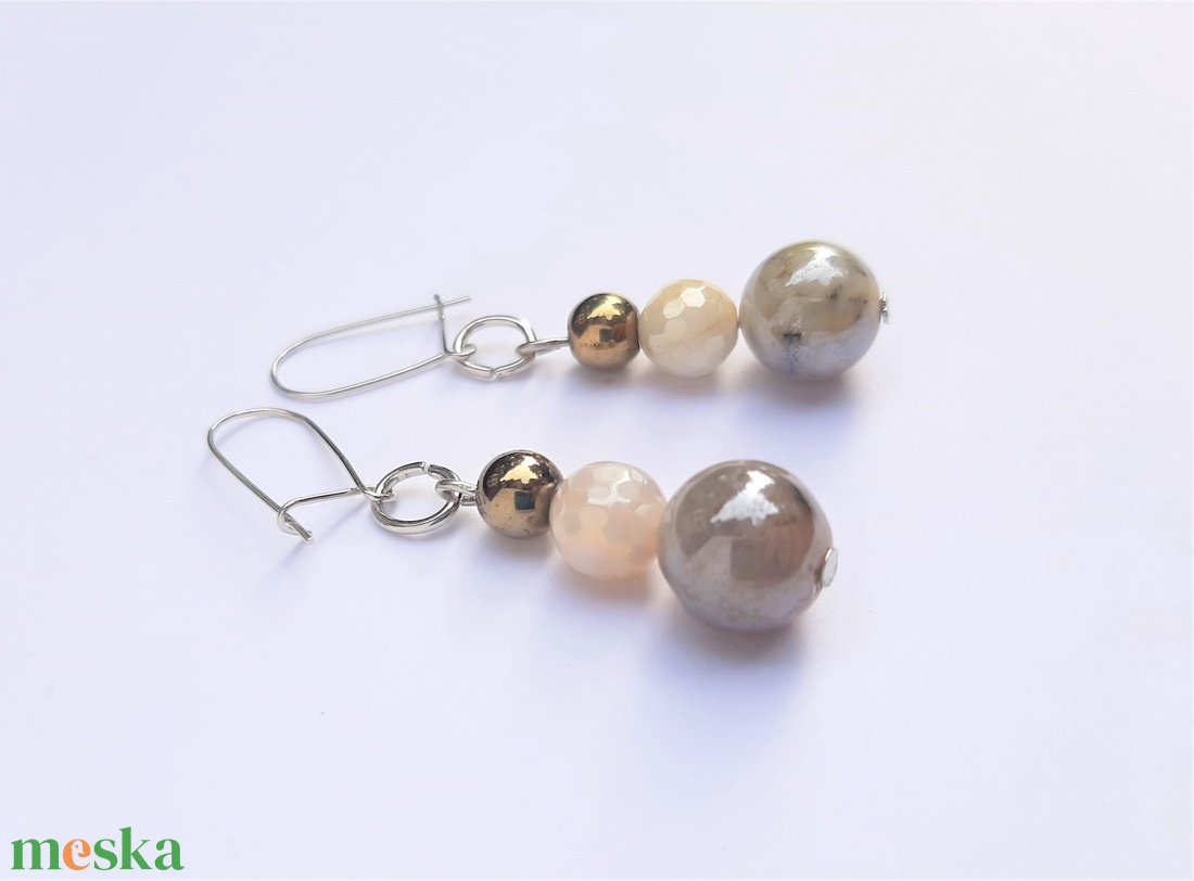 Merlinit-holdkő-hematit fülbevaló - ékszer - fülbevaló - lógó fülbevaló - Meska.hu