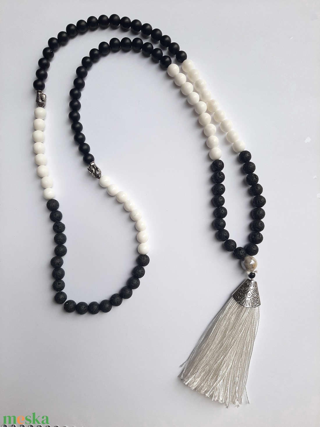 Kagylóhéj-ónix-bazalt mala-nyaklánc - otthon & életmód - dekoráció - spiritualitás - mala - Meska.hu