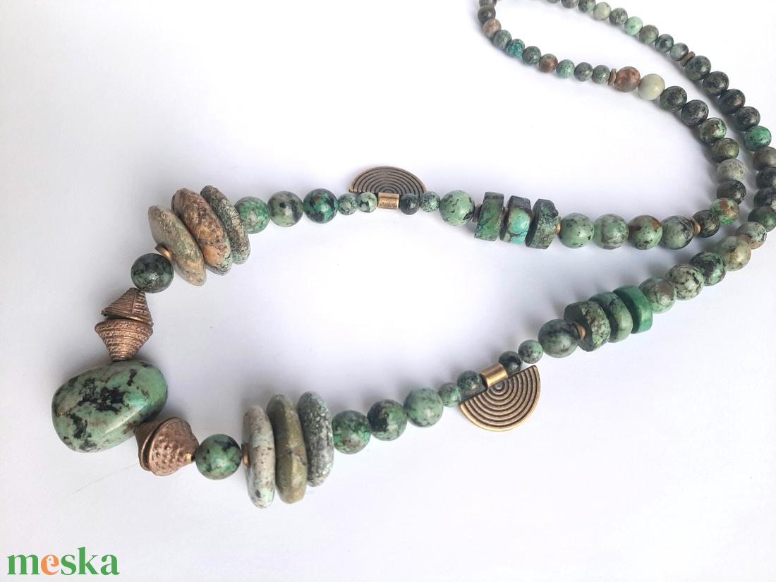 Afrikai türkíz nyaklánc  - ékszer - nyaklánc - medálos nyaklánc - Meska.hu