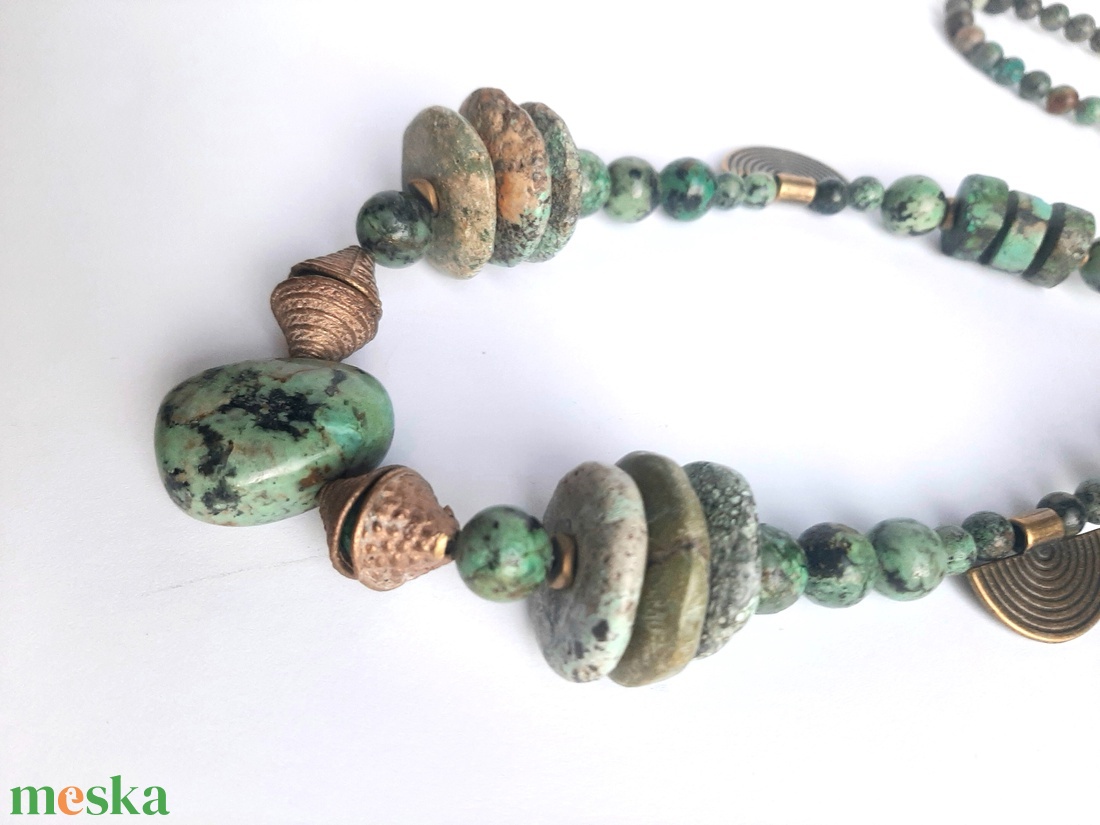 Afrikai türkíz nyaklánc  - ékszer - nyaklánc - medálos nyaklánc - Meska.hu