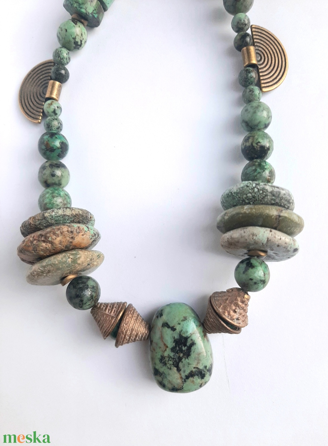 Afrikai türkíz nyaklánc  - ékszer - nyaklánc - medálos nyaklánc - Meska.hu
