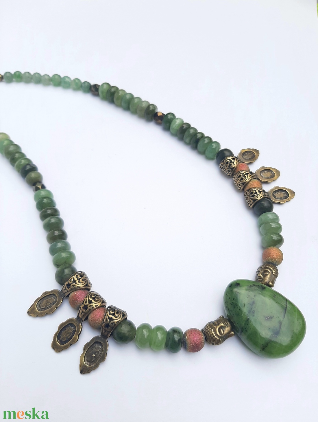 Nefrit jáde nyakék - ékszer - nyaklánc - medálos nyaklánc - Meska.hu
