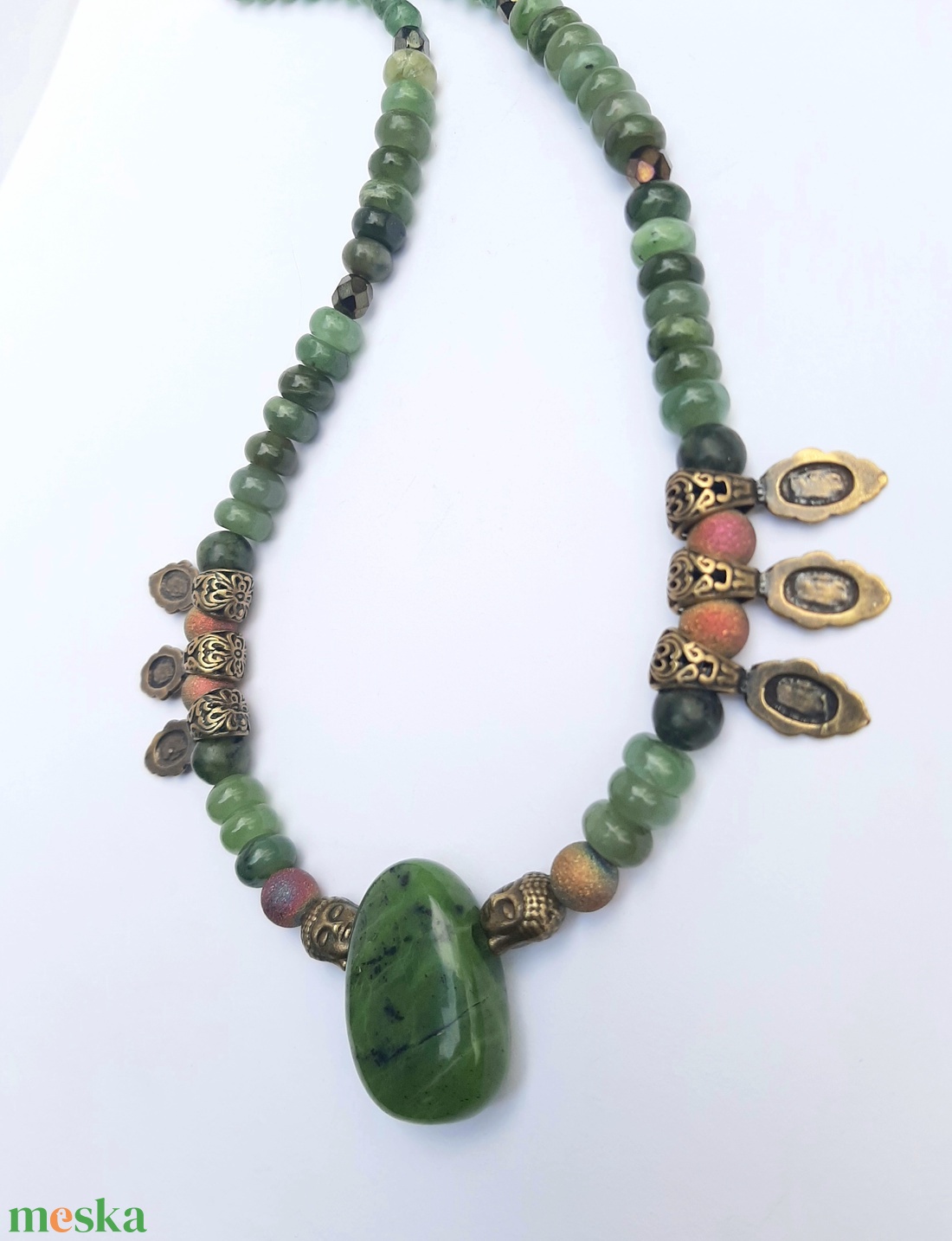 Nefrit jáde nyakék - ékszer - nyaklánc - medálos nyaklánc - Meska.hu