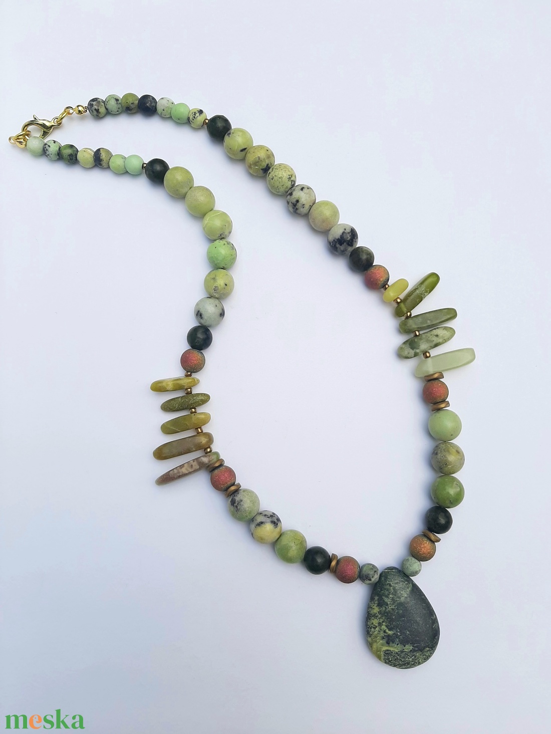 Ausztrál nefrit jáde nyakék - ékszer - nyaklánc - medálos nyaklánc - Meska.hu