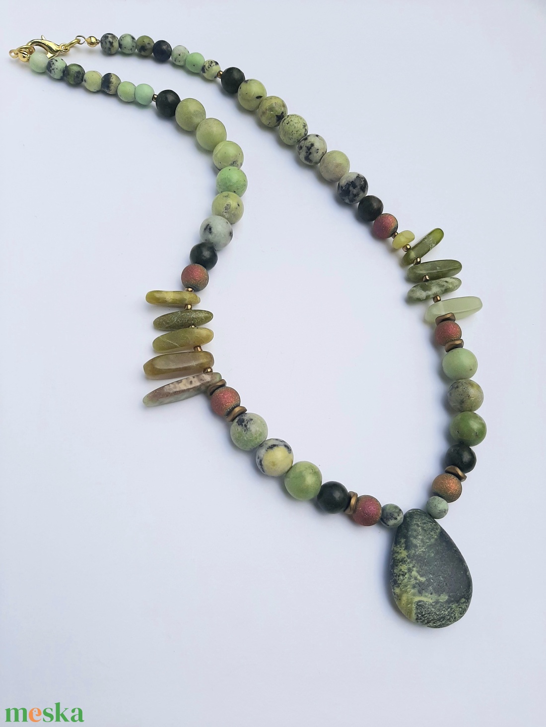 Ausztrál nefrit jáde nyakék - ékszer - nyaklánc - medálos nyaklánc - Meska.hu