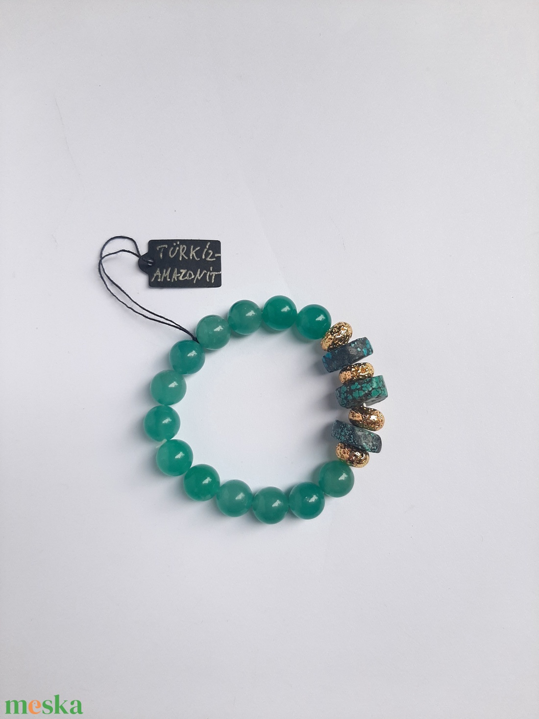 Türkíz-amazonit karkötő - ékszer - karkötő - charm karkötő - Meska.hu