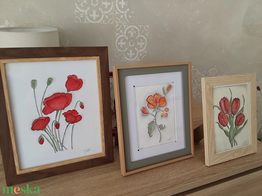 Pipacsok a csendben-Akvarell festmény  - művészet - festmény - akvarell - Meska.hu