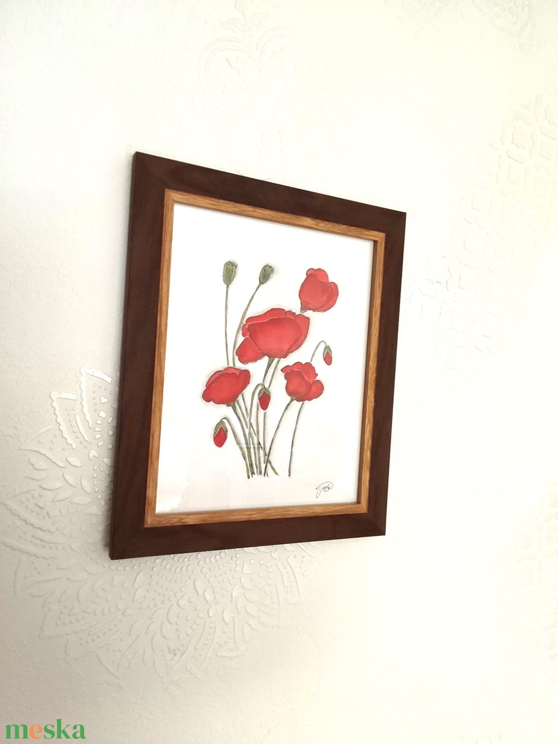 Pipacsok a csendben-Akvarell festmény  - művészet - festmény - akvarell - Meska.hu