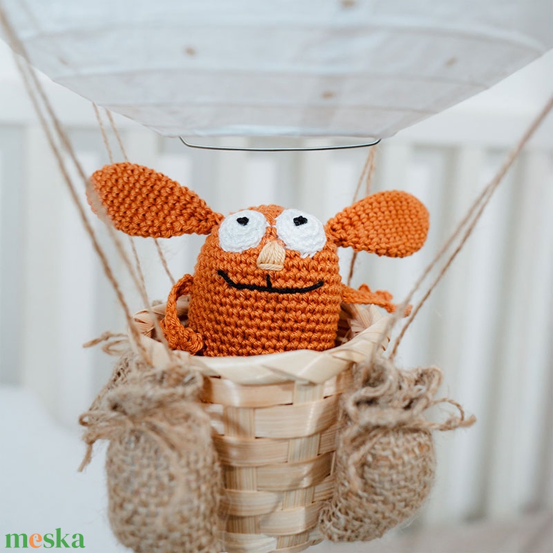 Léghajós rizslámpa horgolt nyuszival - otthon & életmód - lámpa - hangulatlámpa - Meska.hu