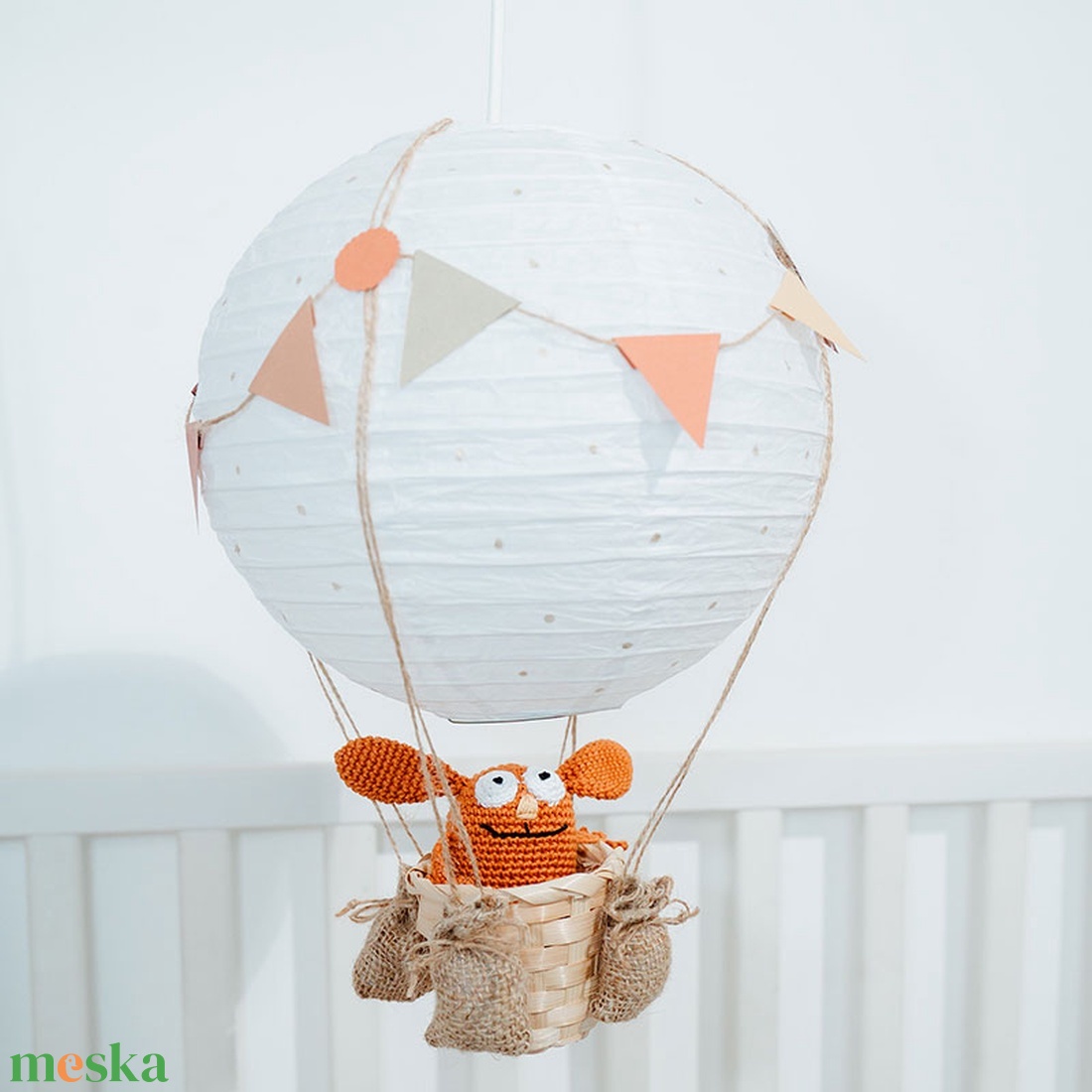 Léghajós rizslámpa horgolt nyuszival - otthon & életmód - lámpa - hangulatlámpa - Meska.hu