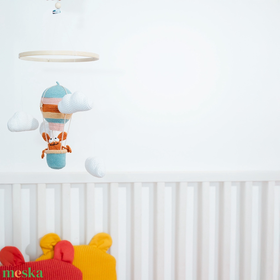 Léghajós kiságyforgó nyuszival és felhőkkel - baba - mama - baba játékok - kiságyforgó - Meska.hu