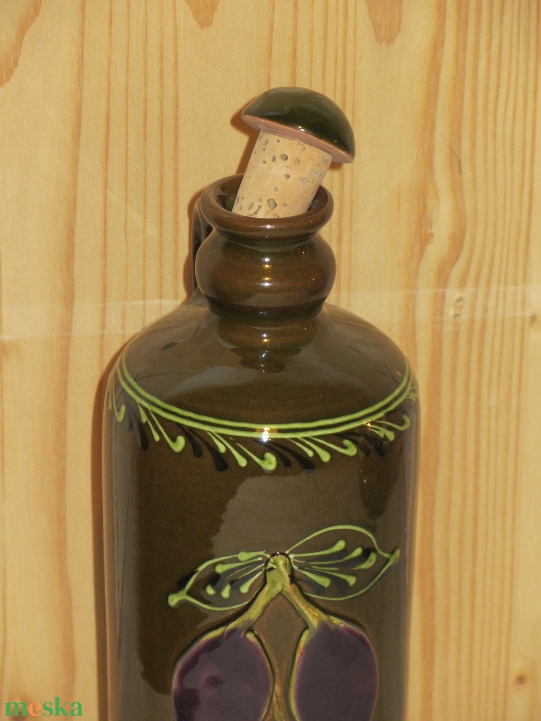 Kerámia pálinkás butella szilva mintával - otthon & lakás - dekoráció - asztal és polc dekoráció - díszüveg - Meska.hu