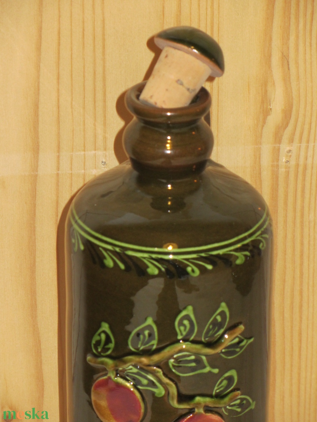 Kerámia pálinkás butella barack mintával - otthon & lakás - dekoráció - asztal és polc dekoráció - díszüveg - Meska.hu