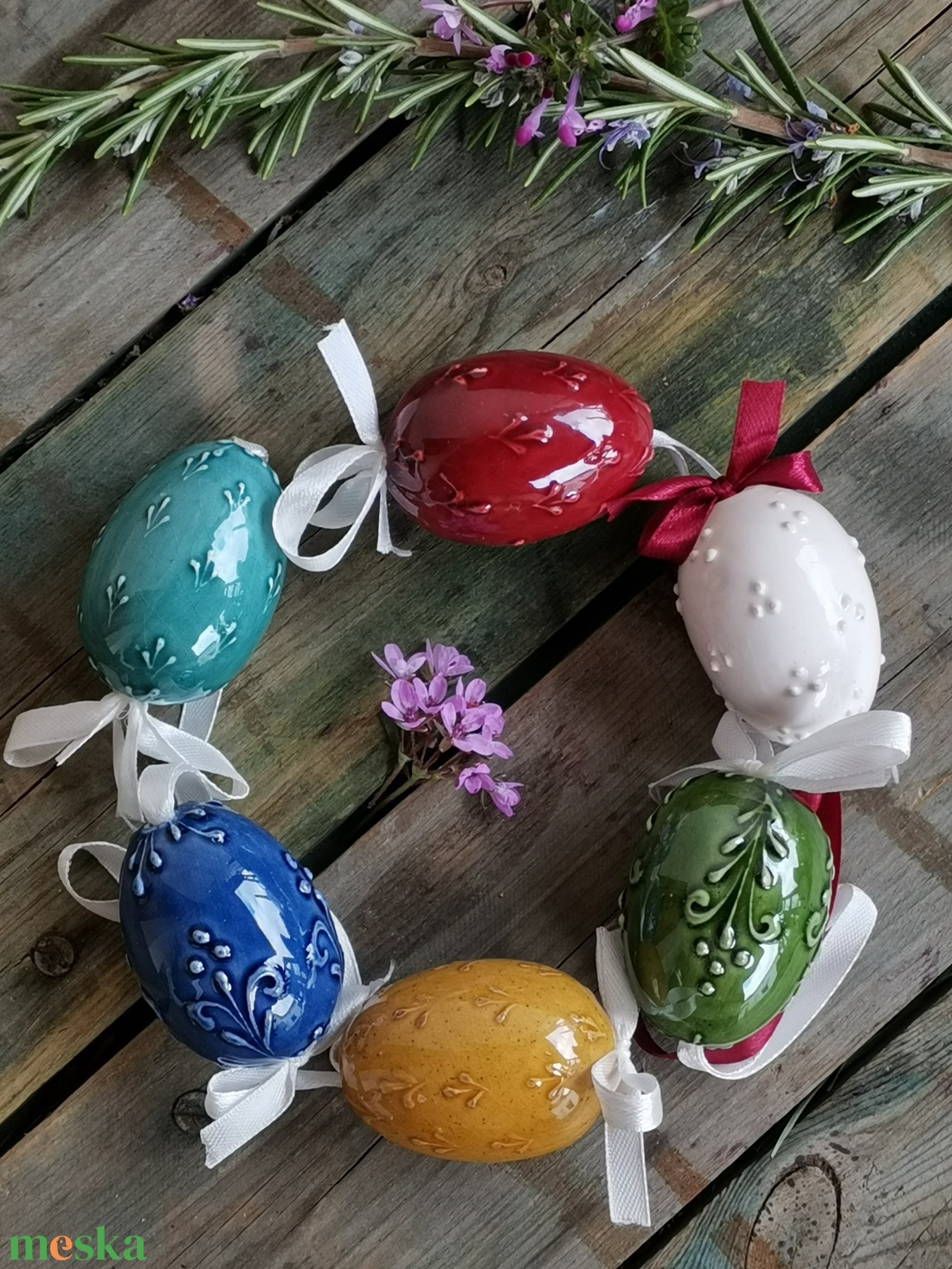 Húsvéti mini kerámia tojás, 6 darabos szett - otthon & lakás - dekoráció - dísztárgy - Meska.hu