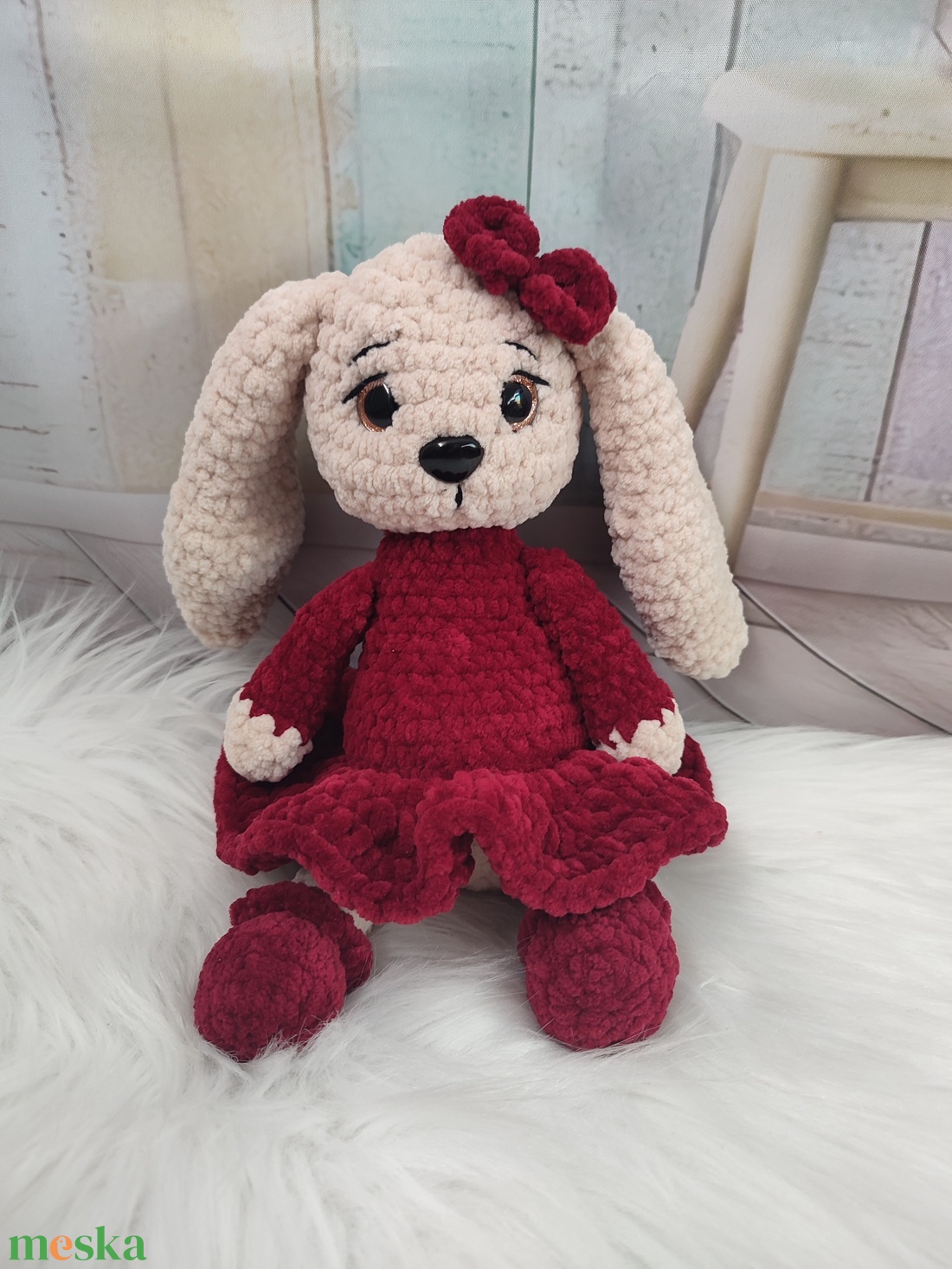 Horgolt amigurumi nyuszi fodros ruhában - játék & sport - plüssállat & játékfigura - nyuszi - Meska.hu