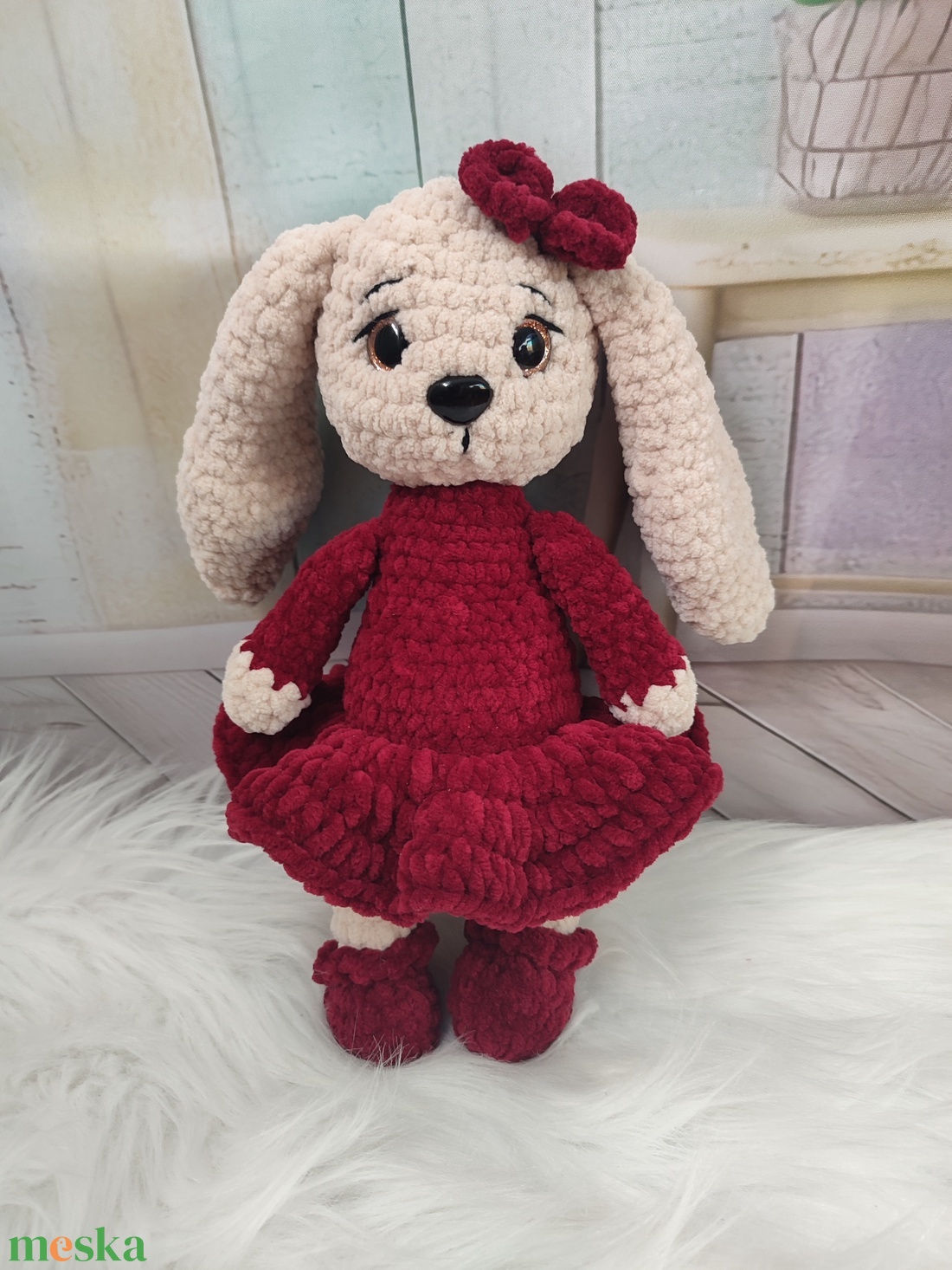 Horgolt amigurumi nyuszi fodros ruhában - játék & sport - plüssállat & játékfigura - nyuszi - Meska.hu
