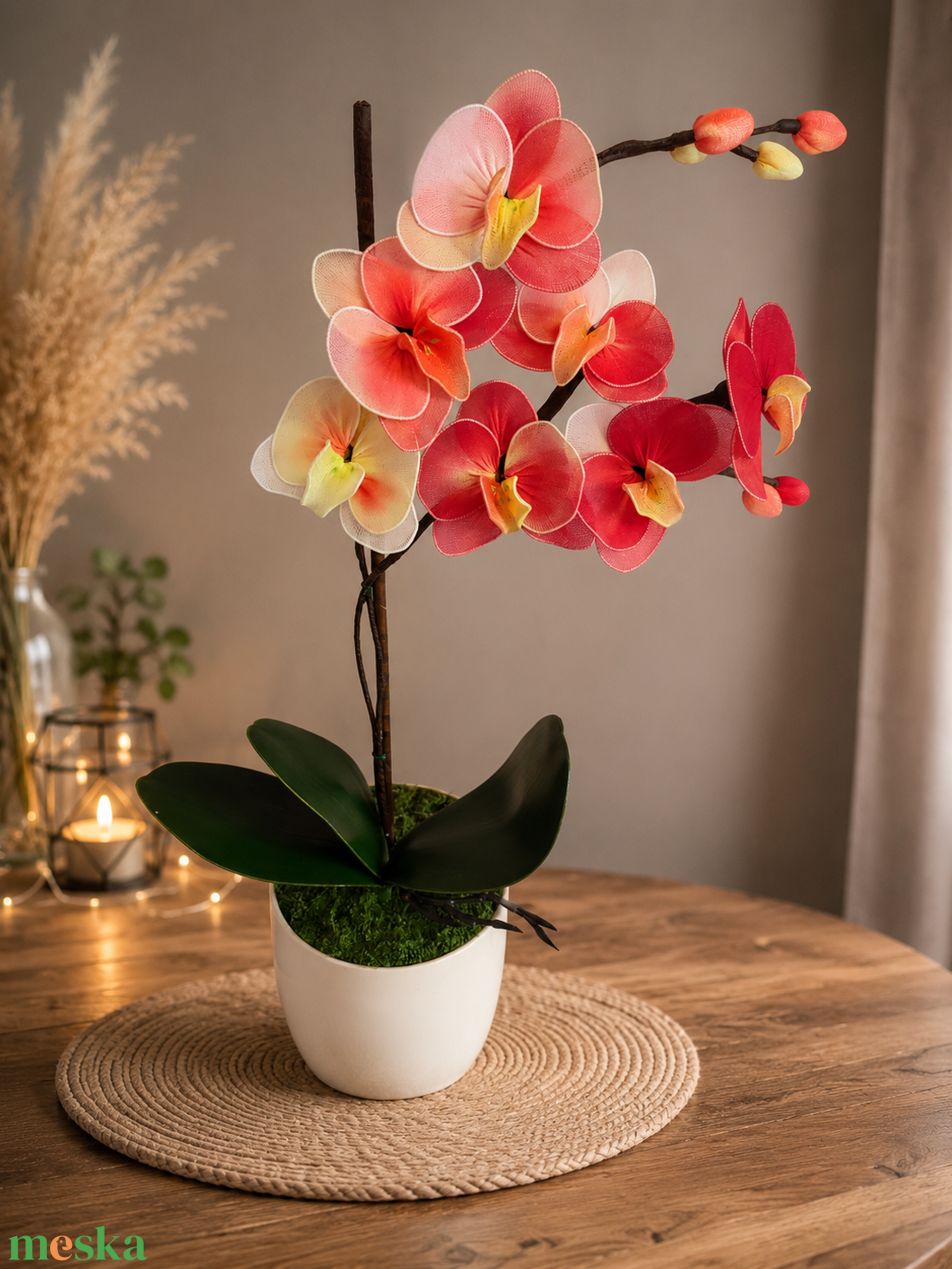 Orchidea dekor kaspóban - otthon & életmód - virágdekoráció - virágdíszek - asztali virágdísz - Meska.hu