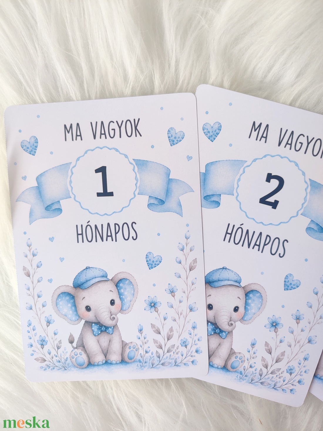 Elefántos, baba hónapkártya szett � 1�12 hónap 10�15 cm  - baba - mama - babafotózás - baba mérföldkő kártyák - Meska.hu