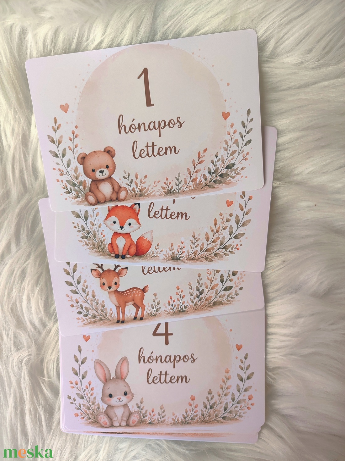 Hónapkártya szett 1-12 hónap, állatos - baba - mama - babafotózás - baba mérföldkő kártyák - Meska.hu