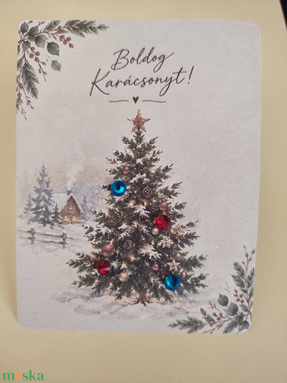 Fülbevalók karácsonyi díszkártyán /karácsonyi �� - karácsony - karácsonyi ajándékozás - karácsonyi képeslap, üdvözlőlap, ajándékkísérő - Meska.hu