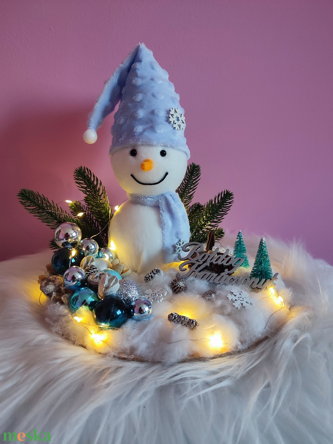 Hóemberes karácsonyi asztaldísz  - karácsony - adventi díszek - adventi asztaldísz - Meska.hu