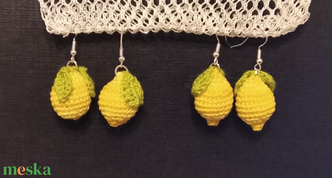 Horgolt citrom fülbevaló - ékszer - fülbevaló - lógó fülbevaló - Meska.hu
