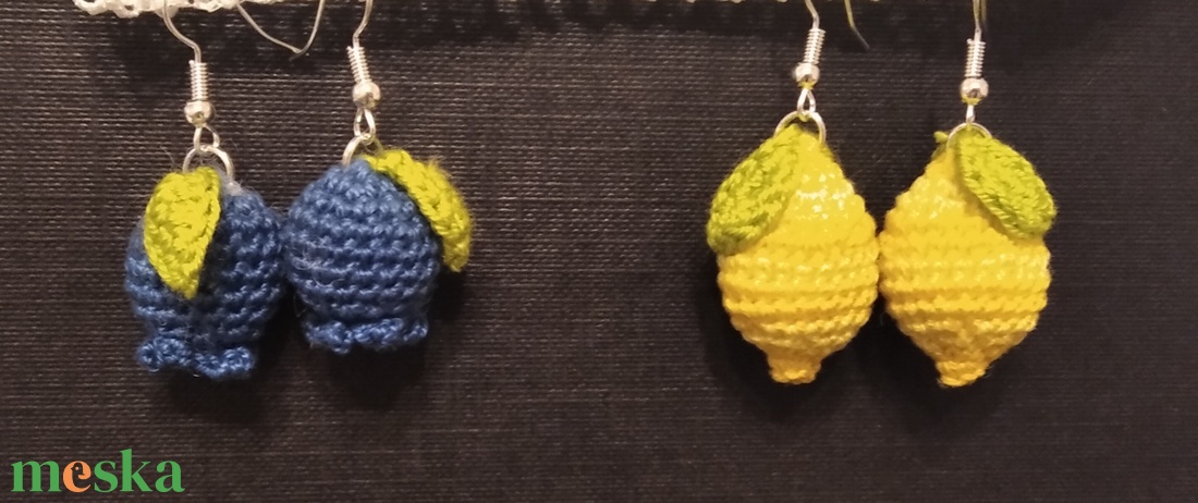 Horgolt citrom fülbevaló - ékszer - fülbevaló - lógó fülbevaló - Meska.hu