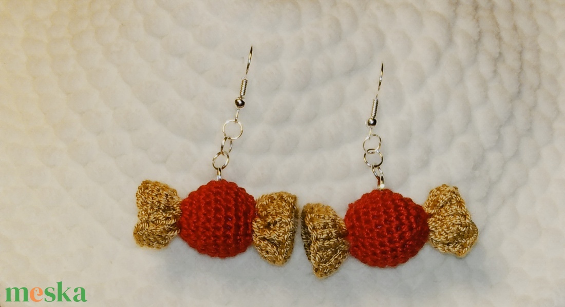 Horgolt szaloncukor fülbevaló - ékszer - fülbevaló - lógó fülbevaló - Meska.hu