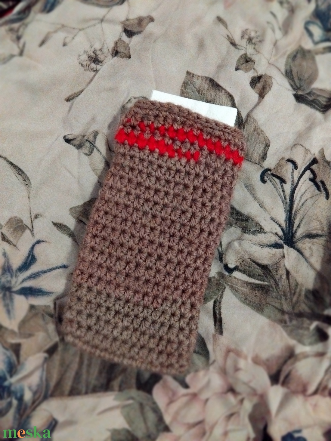 Zsepitartó, piros csík - táska & tok - pénztárca & más tok - zsebkendőtartó tok - Meska.hu