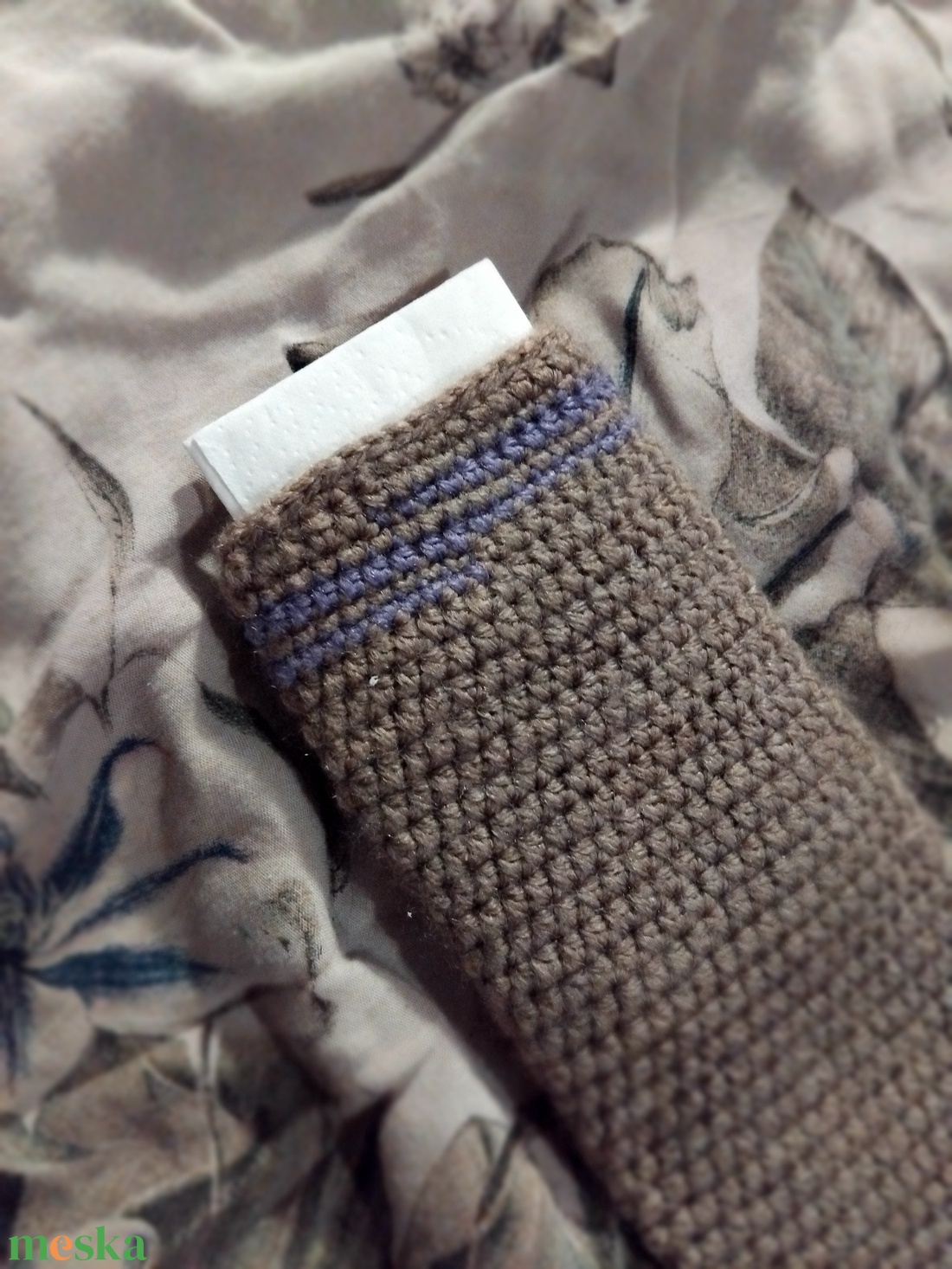 Zsepitartó, kék csíkkal - táska & tok - pénztárca & más tok - zsebkendőtartó tok - Meska.hu