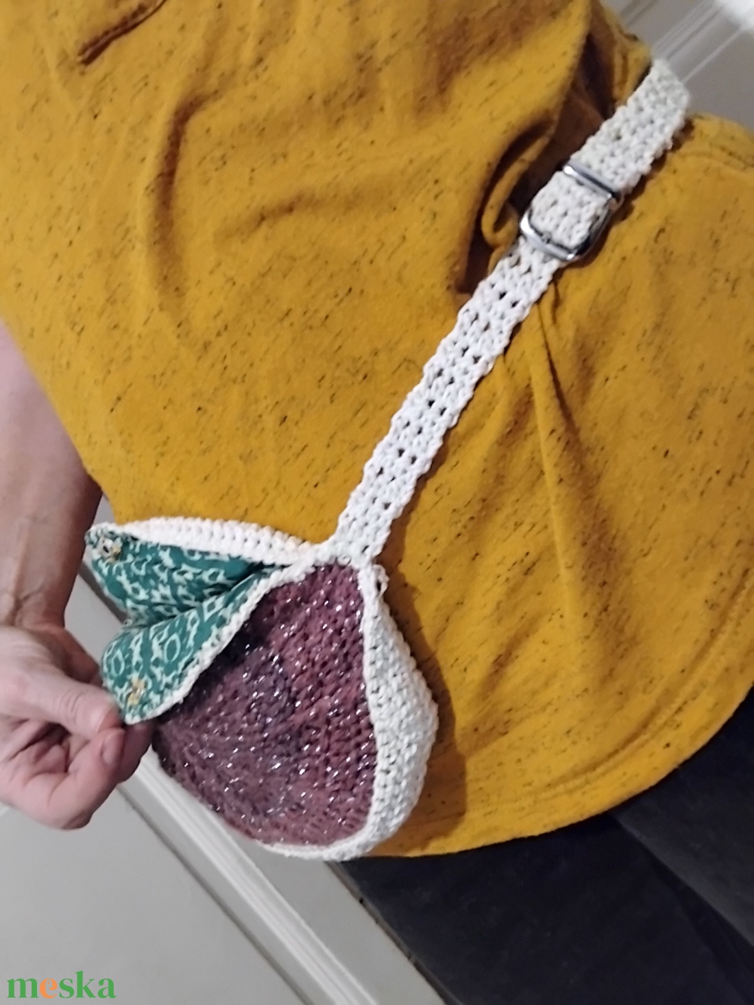 Horgolt övtáska, lilás - táska & tok - övtáska - Meska.hu