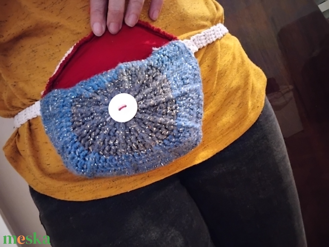 Horgolt övtáska, kék - táska & tok - övtáska - Meska.hu