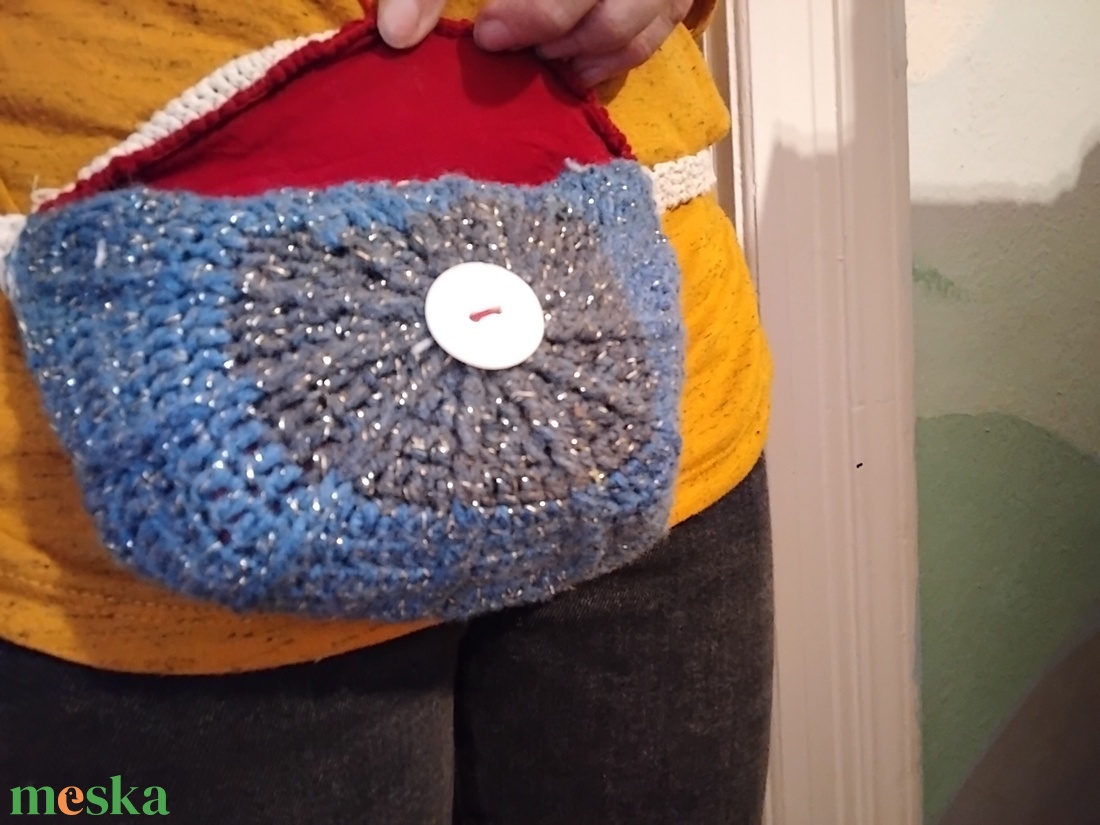 Horgolt övtáska, kék - táska & tok - övtáska - Meska.hu