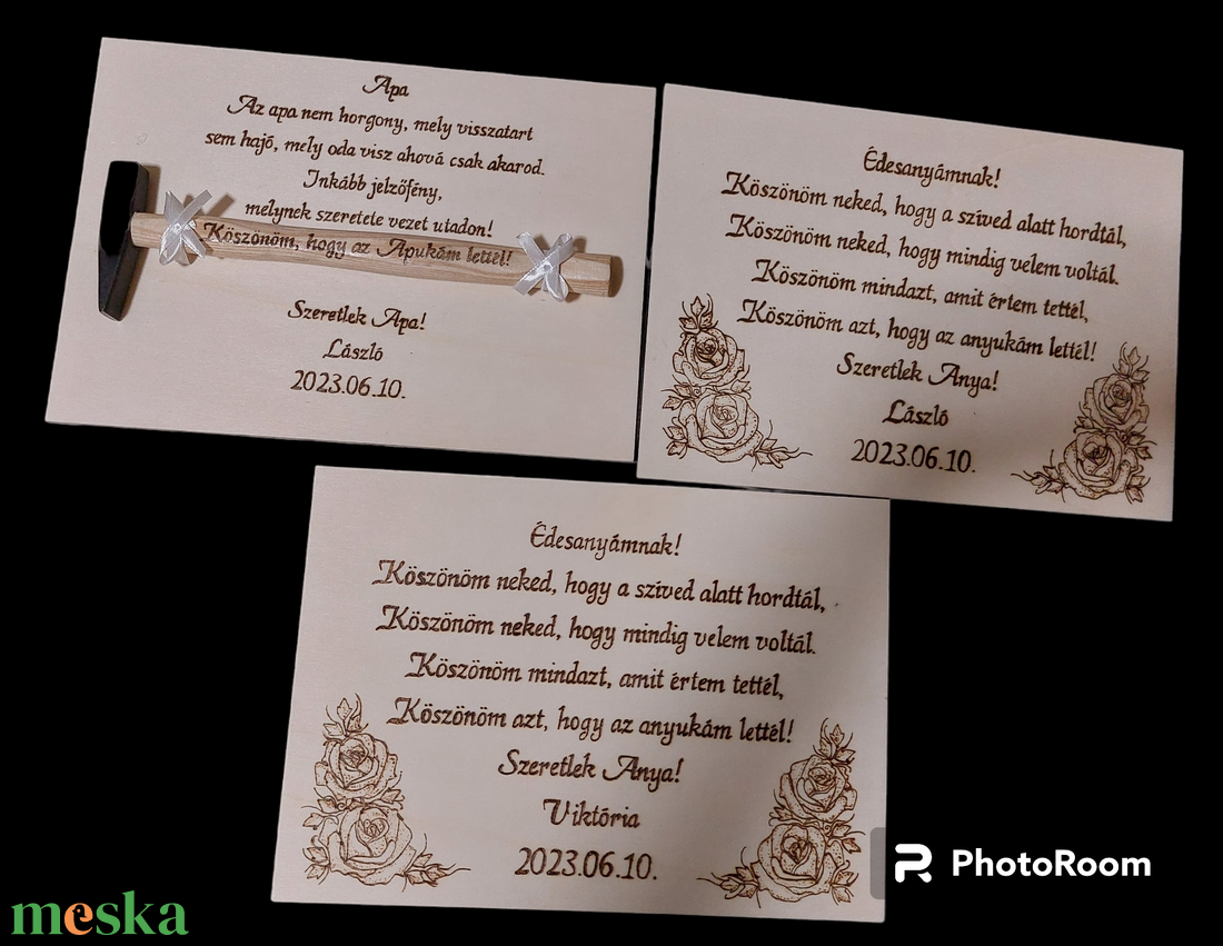 Szülőköszöntő fatábla  - esküvő - emlék & ajándék - szülőköszöntő ajándék - Meska.hu
