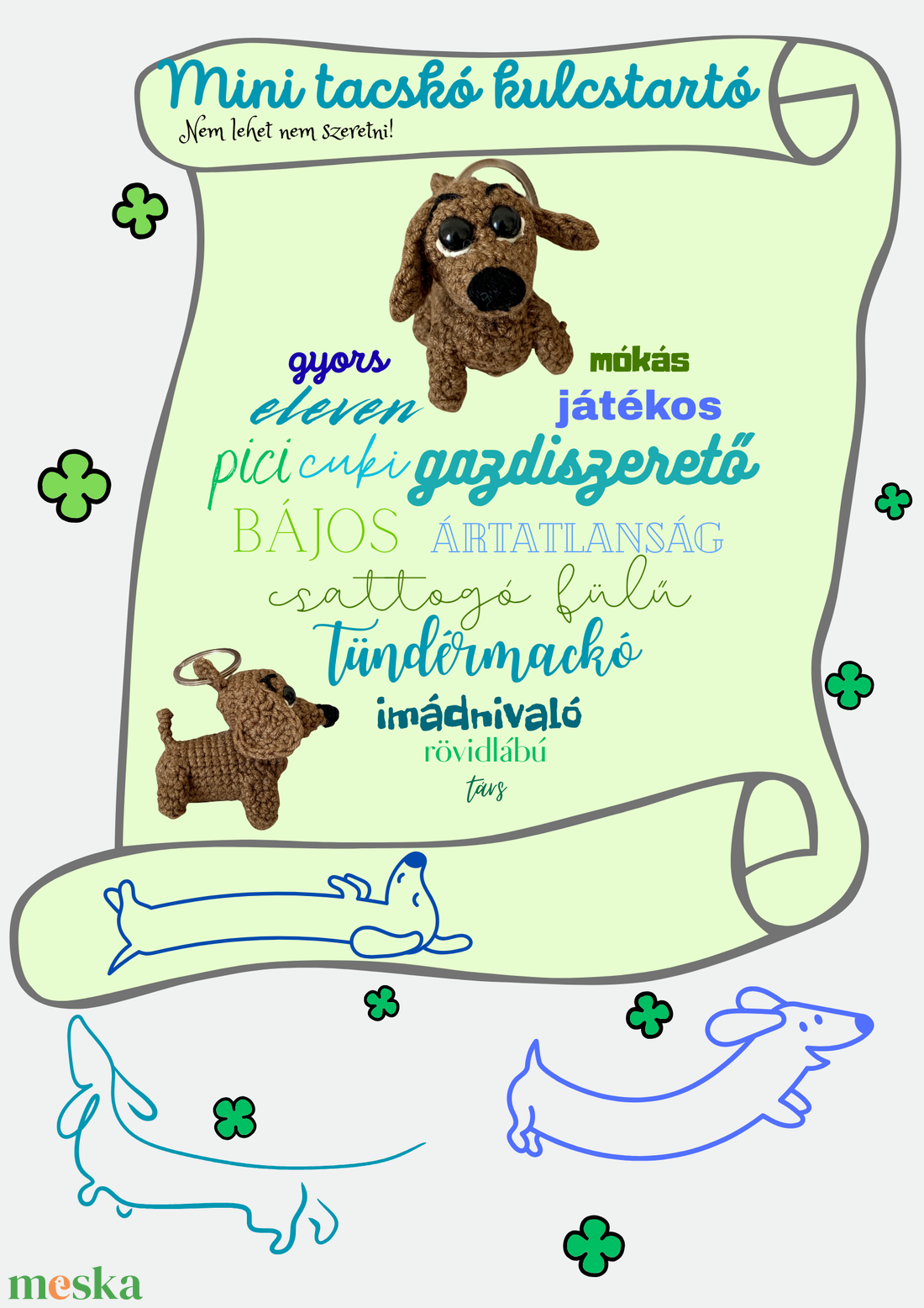 Mini tacskó horgolási minta kulcstartónak és táskafüggeléknek - diy (csináld magad) - szabásminta, útmutató - horgolási minta - Meska.hu Mini tacskó horgolási minta kulcstartónak és táskafüggeléknek - diy (csináld magad) - szabásminta, útmutató - horgolási minta - Meska.hu