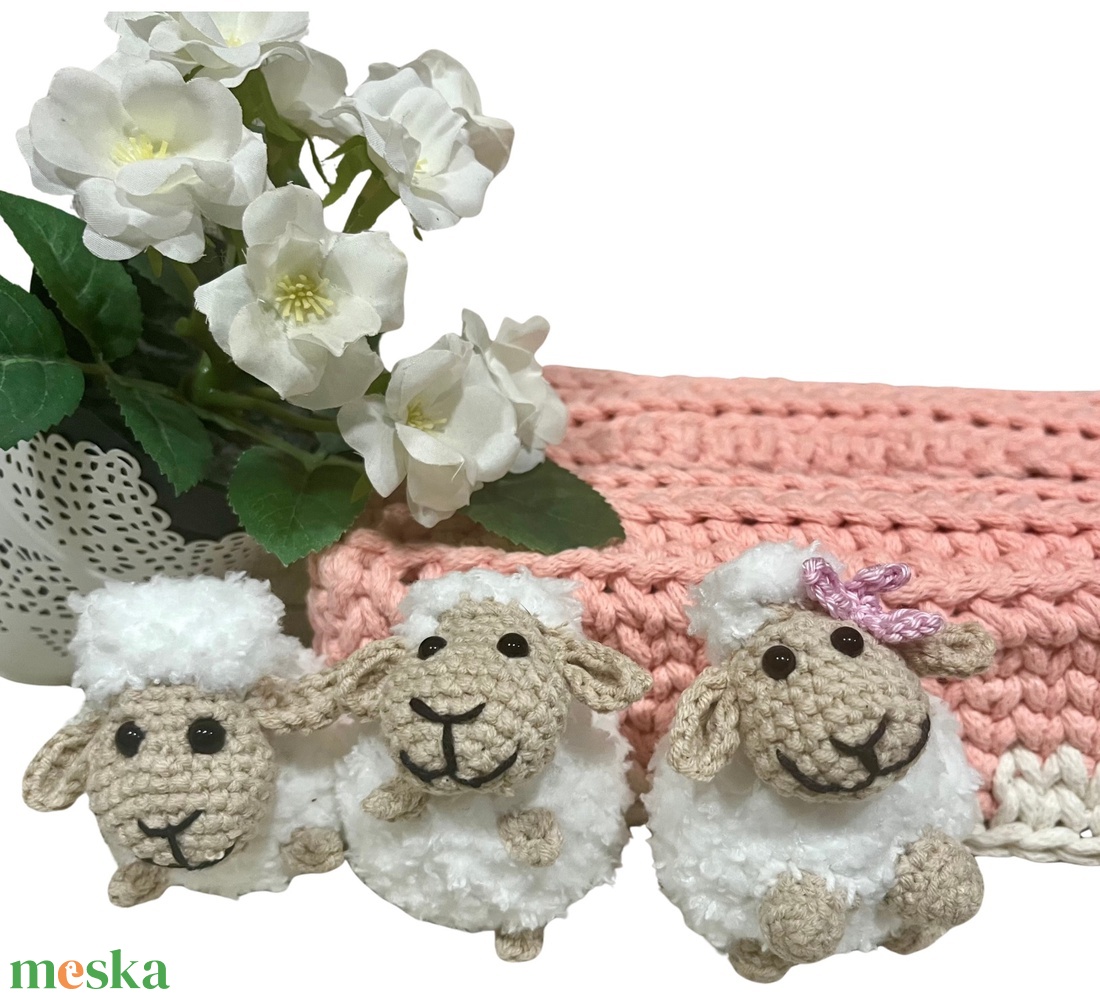 Mini húsvéti bárányok barik horgolási minta leírása - művészet - grafika & illusztráció - digitális - Meska.hu
