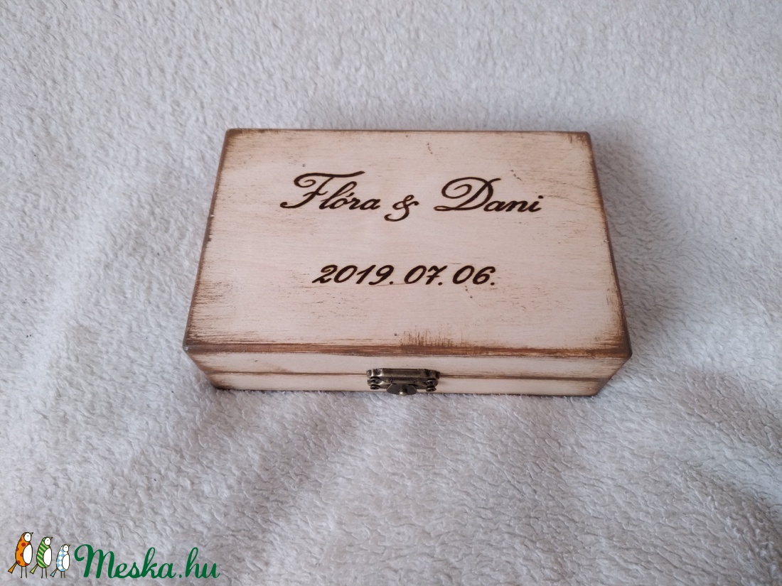 Vintage esküvői gyűrű tartó doboz fából - - Meska.hu Vintage esküvői gyűrű tartó doboz fából - - Meska.hu