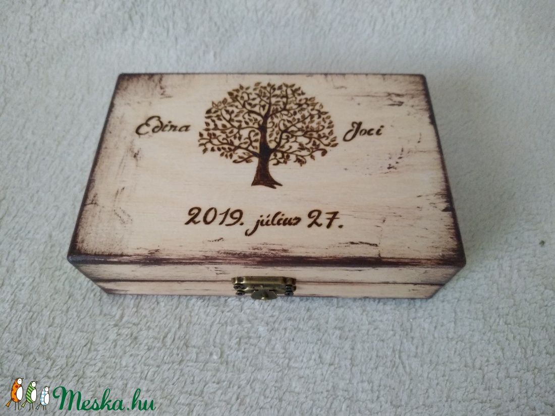 Vintage esküvői gyűrű tartó doboz fából - - Meska.hu Vintage esküvői gyűrű tartó doboz fából - - Meska.hu