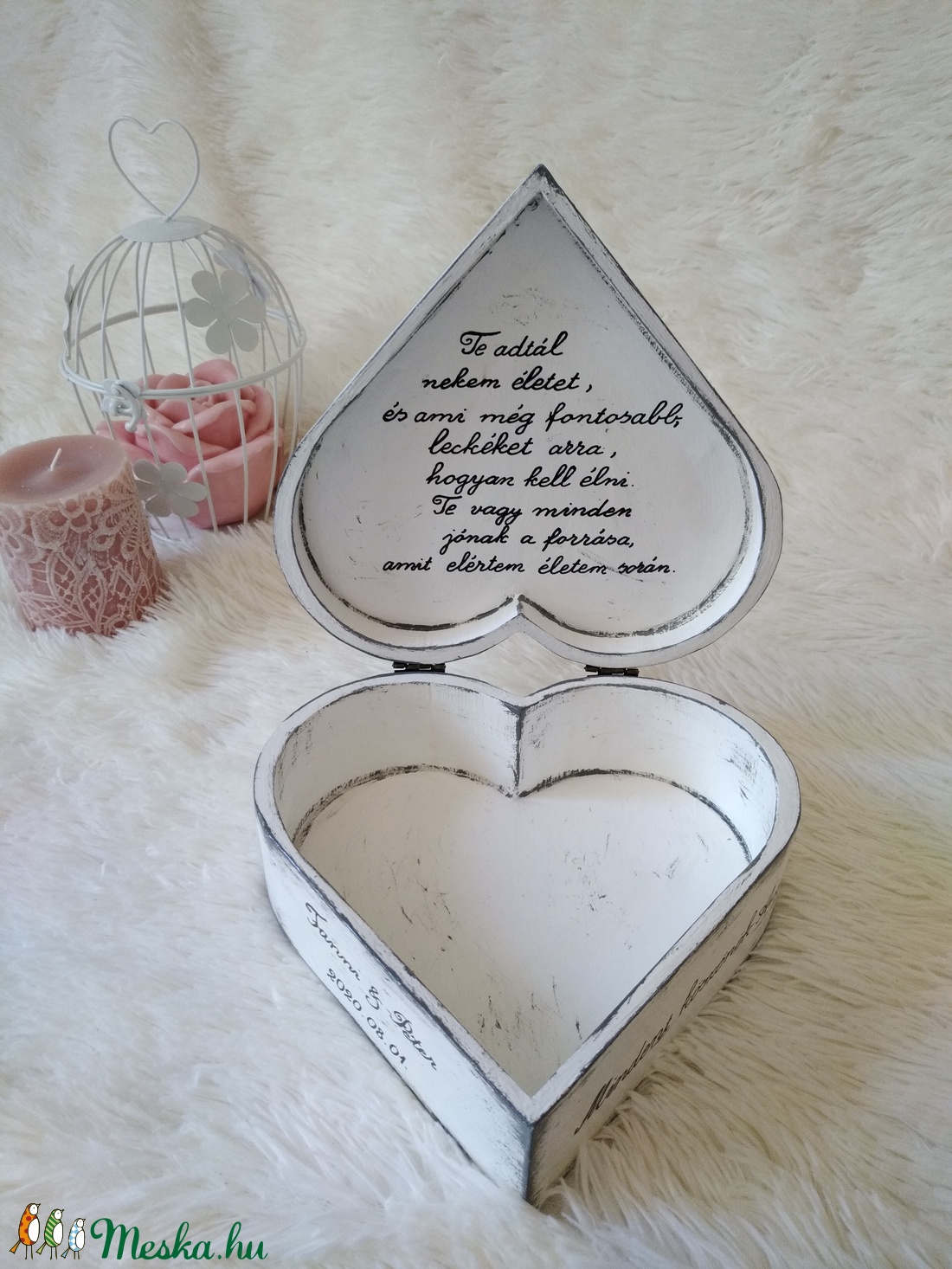 Szív alakú fadoboz szülőköszöntő anyukáknak - esküvő - emlék & ajándék - szülőköszöntő ajándék - Meska.hu