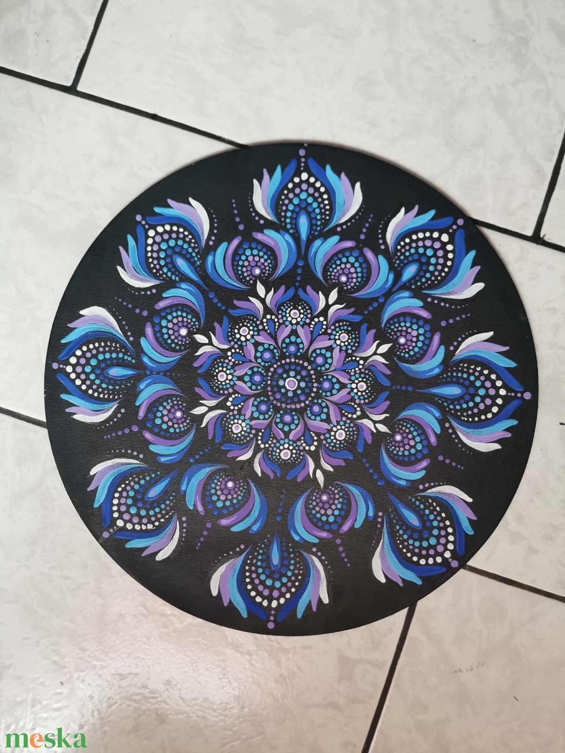 30x30 cm kézzel festett mandala  egyedi rendelésre, választható színekben - otthon & életmód - dekoráció - kép & falikép - vászonkép - Meska.hu